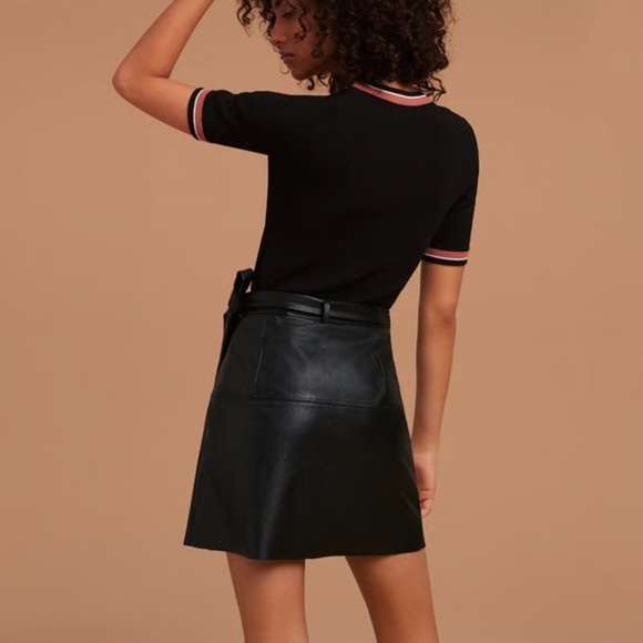 Wilfred Black Spurlock faux leather Mini Skirt size XS - Picture 2 of 6